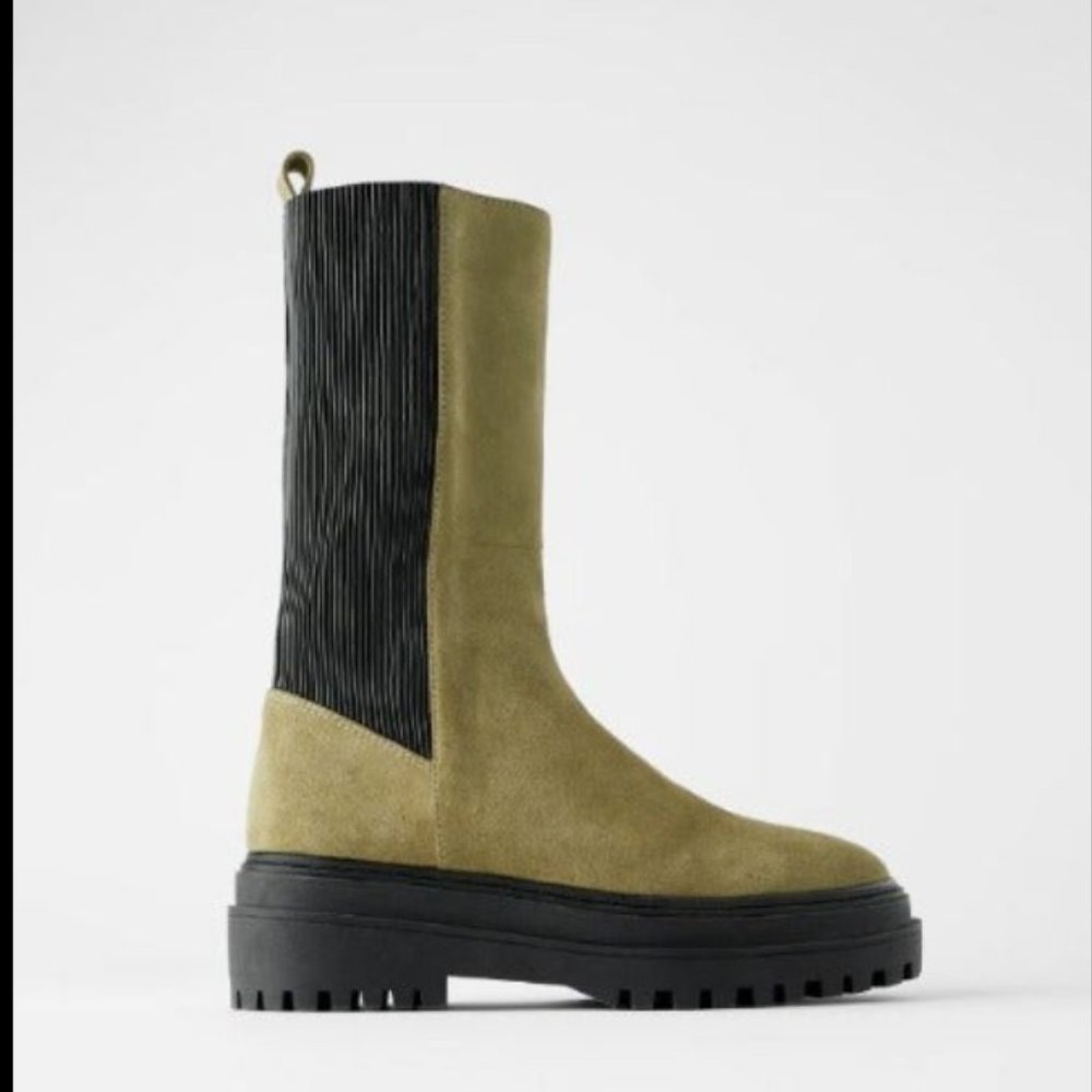Zara leather lug sole boots